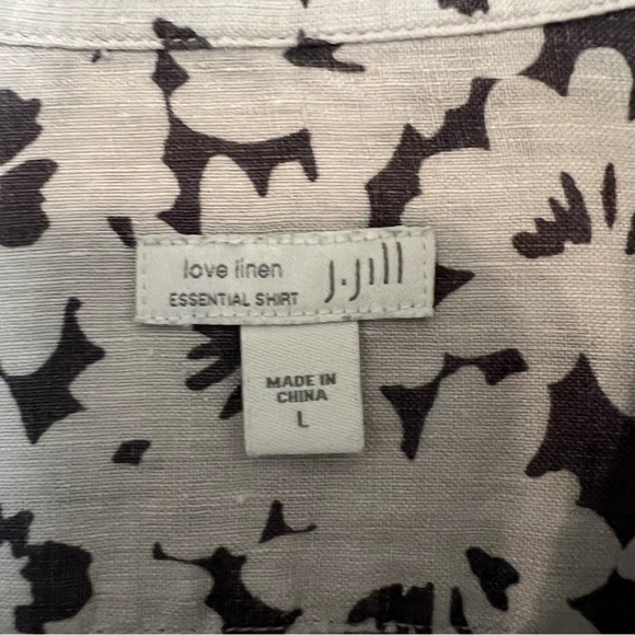 J.jill Love Linen Essential Shirt Womens Large Gray Floral Button‎ Up - Picture 5 of 14